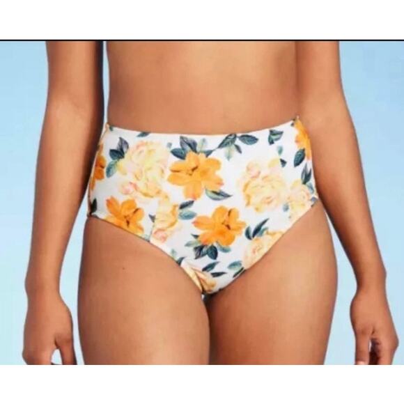 Women's Shade & Shore High Waist Extra Cheeky Swim Floral Bikini Bottoms Size S - Picture 1 of 9